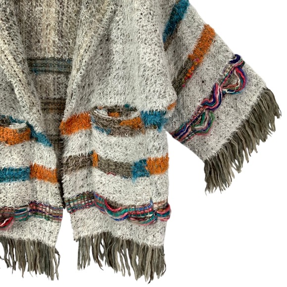 World Market Knit Fringe Cardigan Sweater Open Front Boho Colorful Stripes OS - Picture 3 of 7